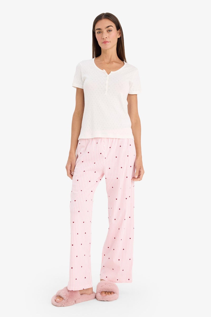 ديفاكتو طقم بيجاما قصة عادية نص كم - قطعتين - Image 1